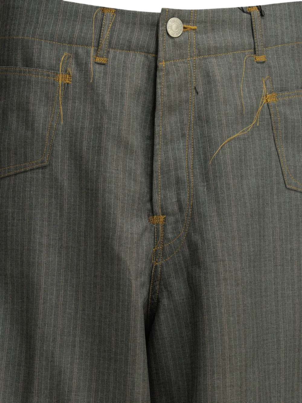 Junya Watanabe MAN Broek met contrasterende stiksels en krijtstreep Grijs