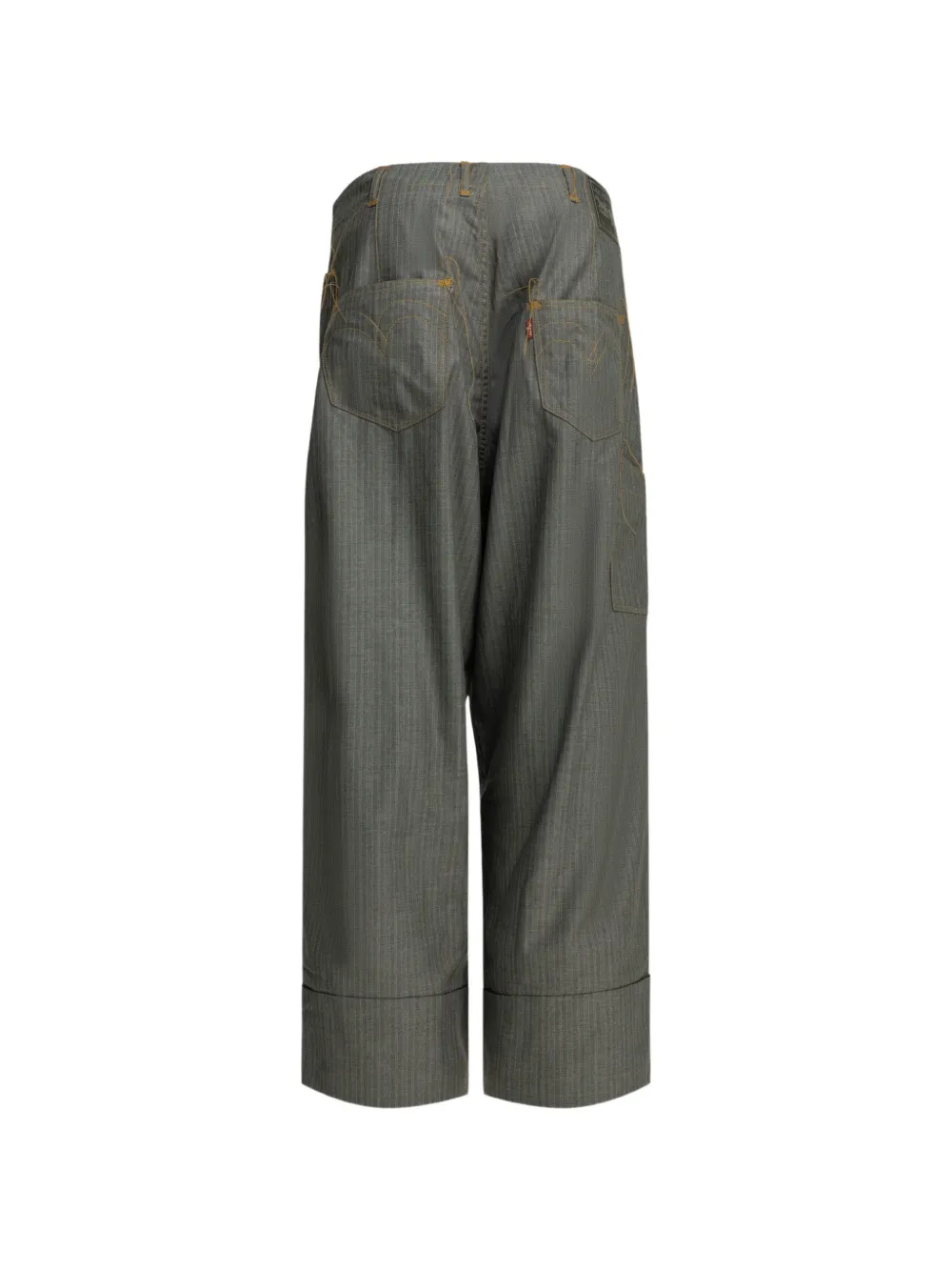 Junya Watanabe MAN Broek met contrasterende stiksels en krijtstreep Grijs