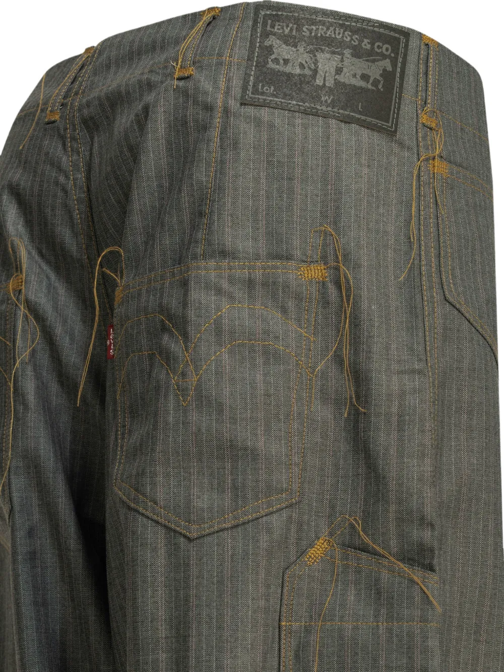 Junya Watanabe MAN Broek met contrasterende stiksels en krijtstreep Grijs