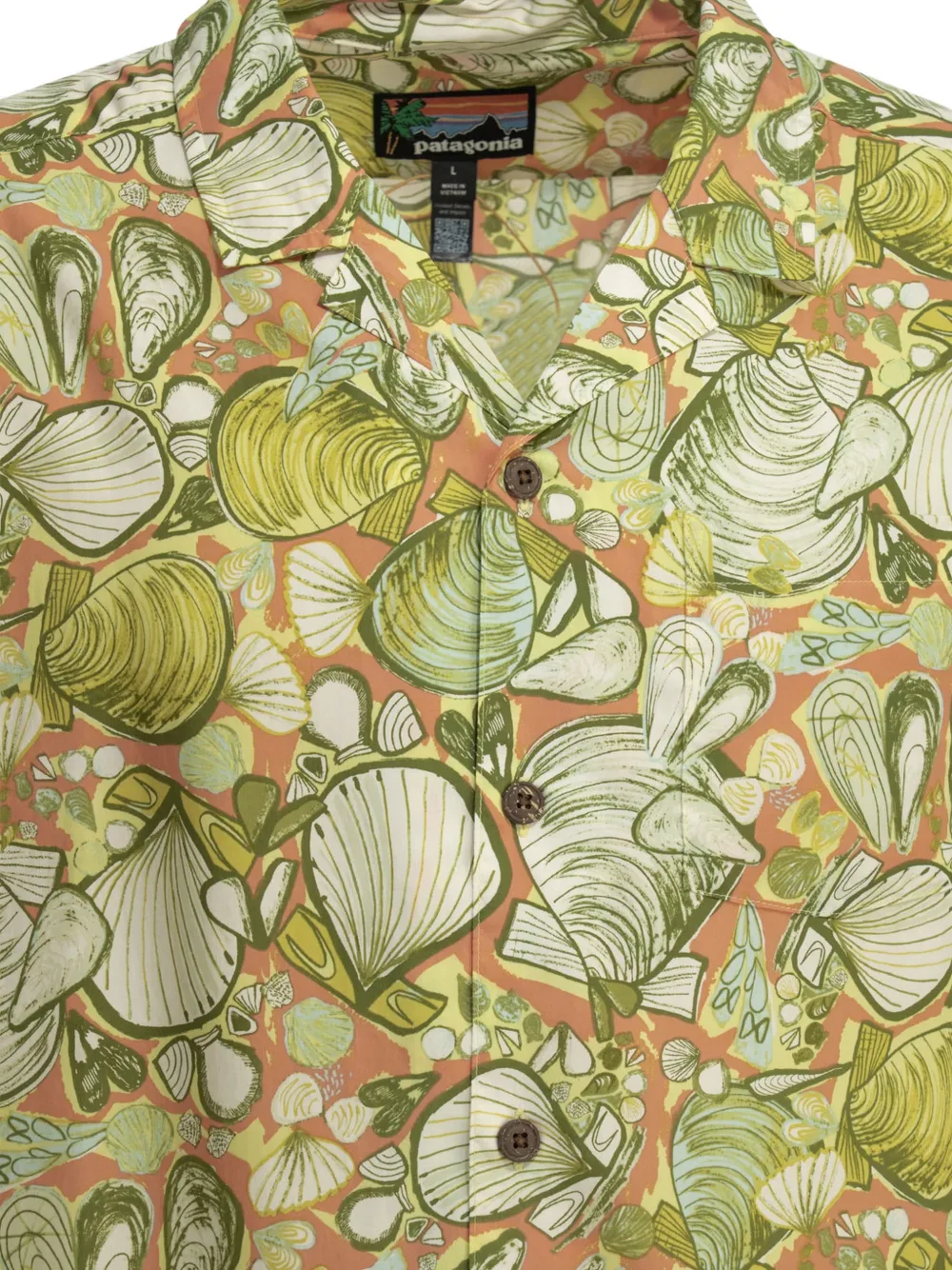Patagonia Overhemd met schelpen-print en korte mouwen Oranje