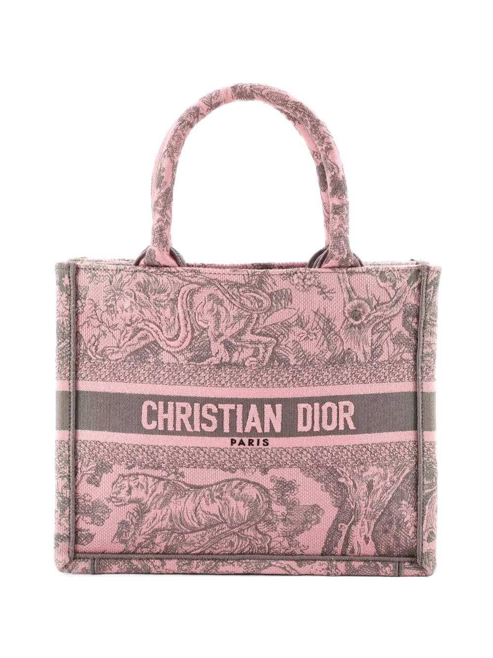 Christian Dior Pre-Owned Kleine Book Tote Bag aus Canvas mit Stickerei - Rosa