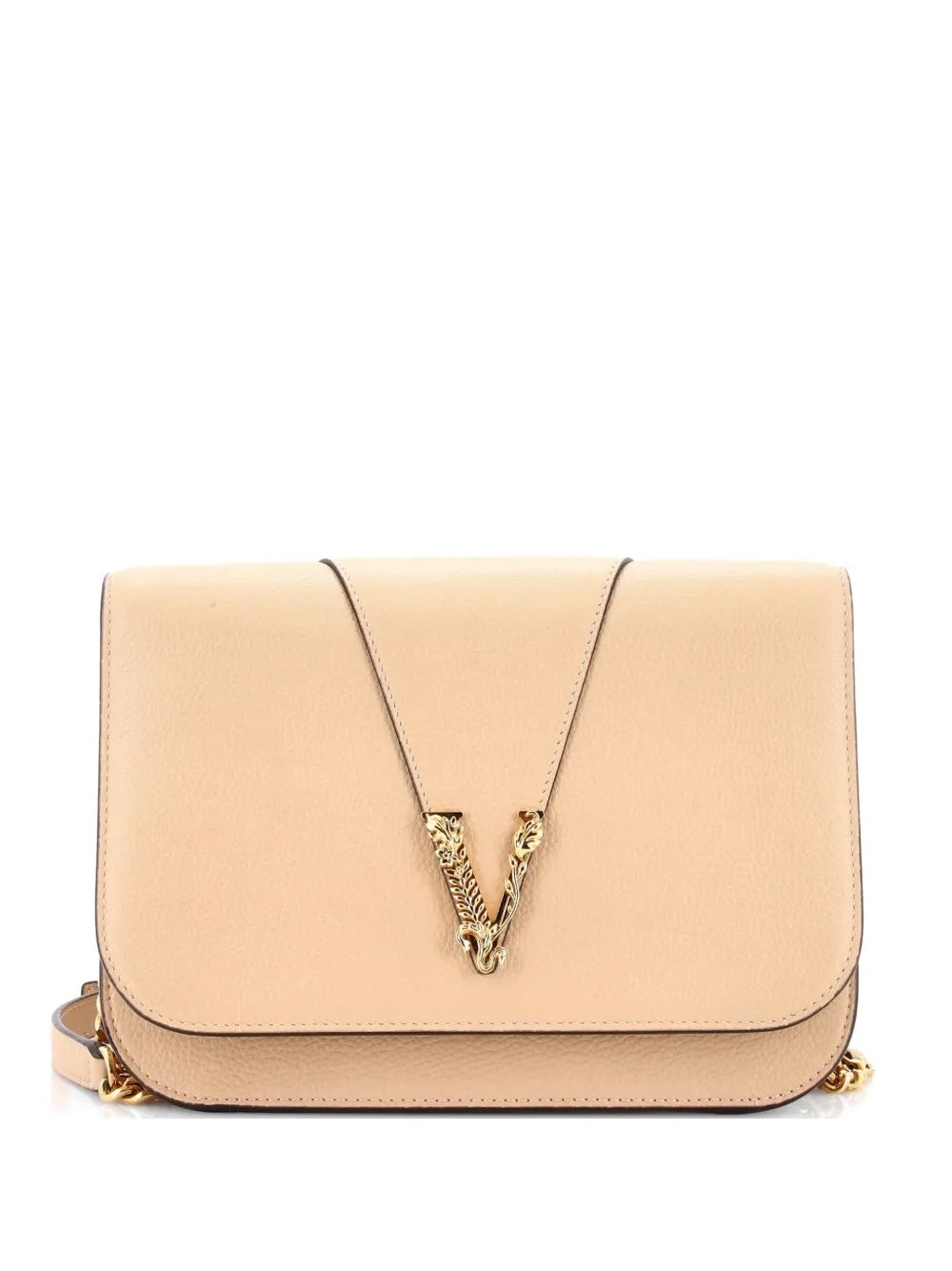 Versace Pre-Owned Virtus Chain Flap Shoulder Bag Leather Medium crossbody bag - Toni neutri