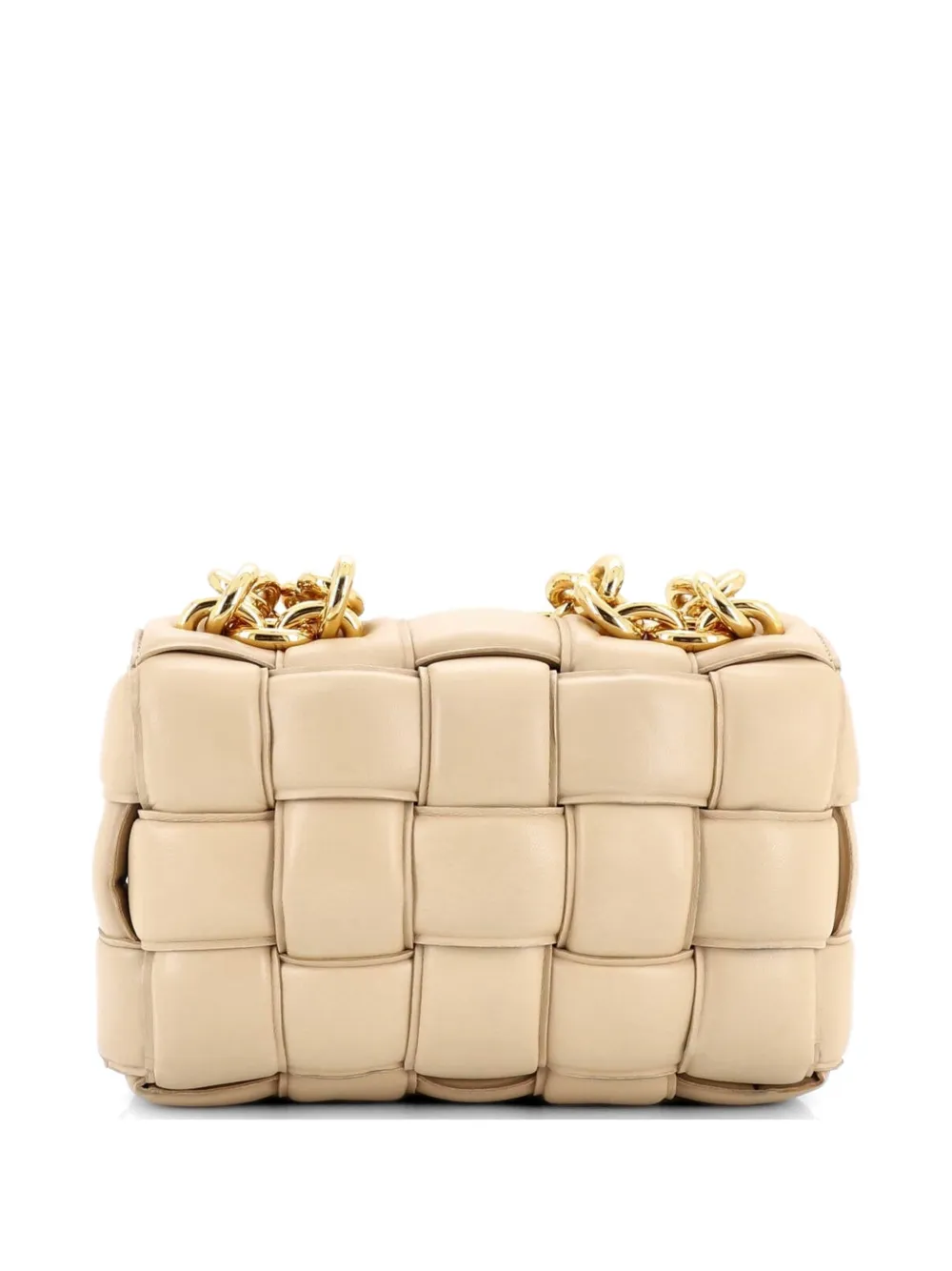  Bottega Veneta Pre-owned Borsa A Tracolla Cassette Imbottita In Pelle Con Motivo Maxi Intrecciato E Catena - Toni Neutri 