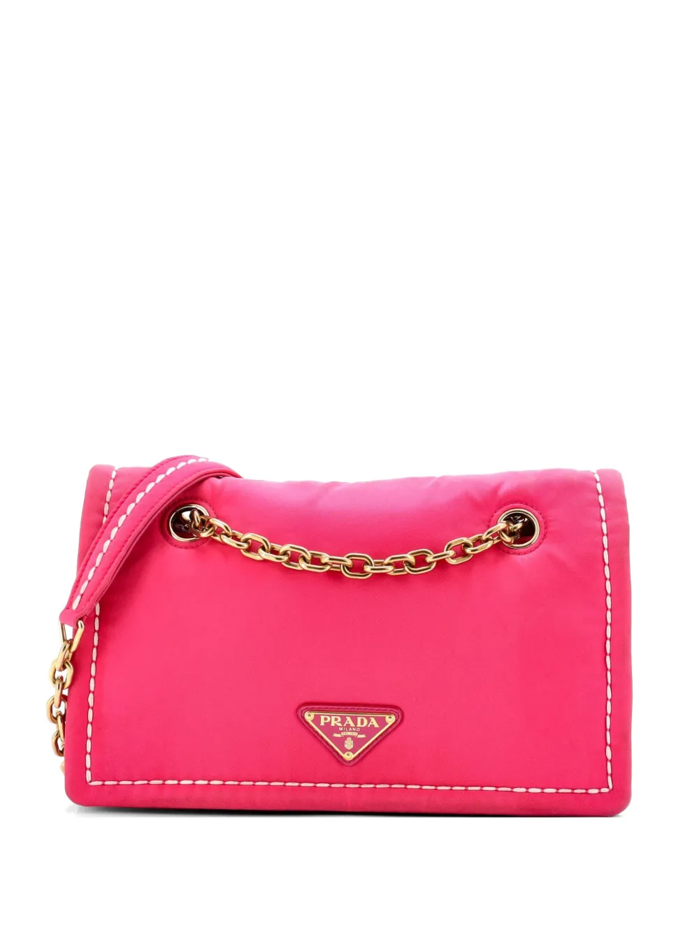 Prada Pre-Owned Padded Chain Flap Bag Tessuto Medium shoulder bag - Rosa