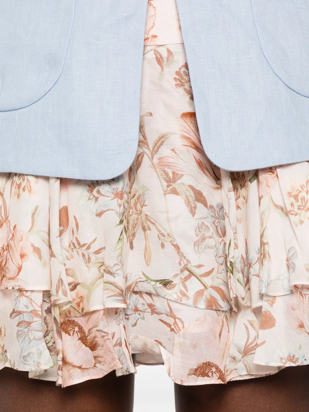 Hemant And Nandita Ezra mini-rok met ruches en bloemenprint Beige