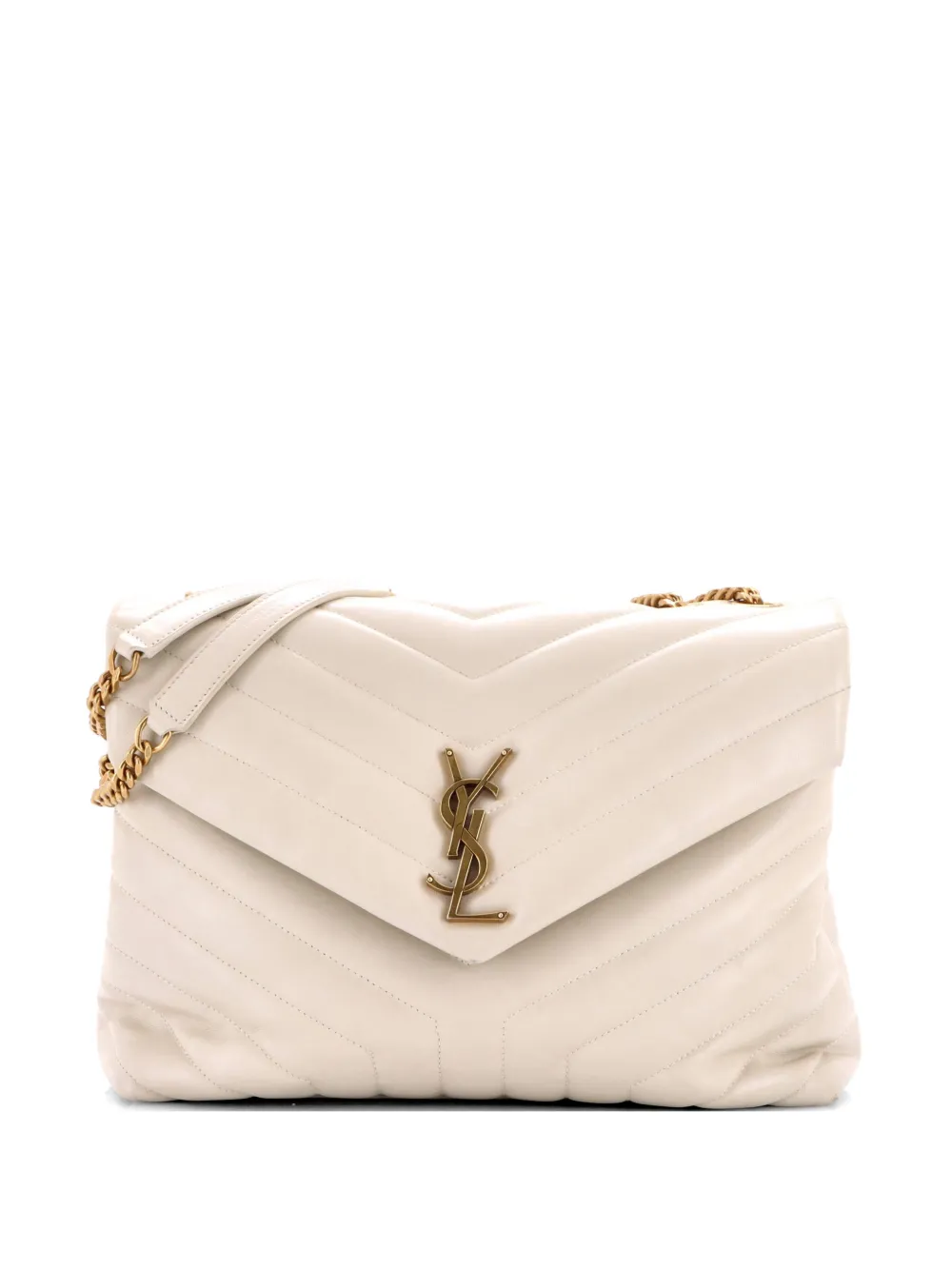 Saint Laurent Pre-Owned Loulou Matelasse Chevron Leather Medium shoulder bag - Nude