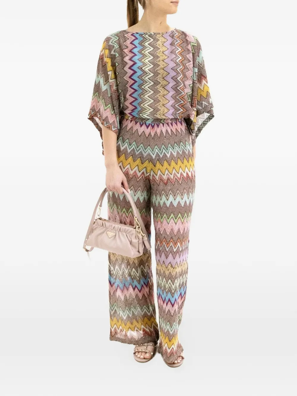 Missoni Palazzohose aus Zickzackstrick - Nude