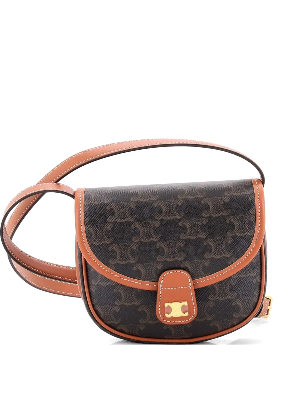 Celine Pre-Owned Besace Flap Bag Triomphe Coated Canvas Mini crossbody bag - Marrone