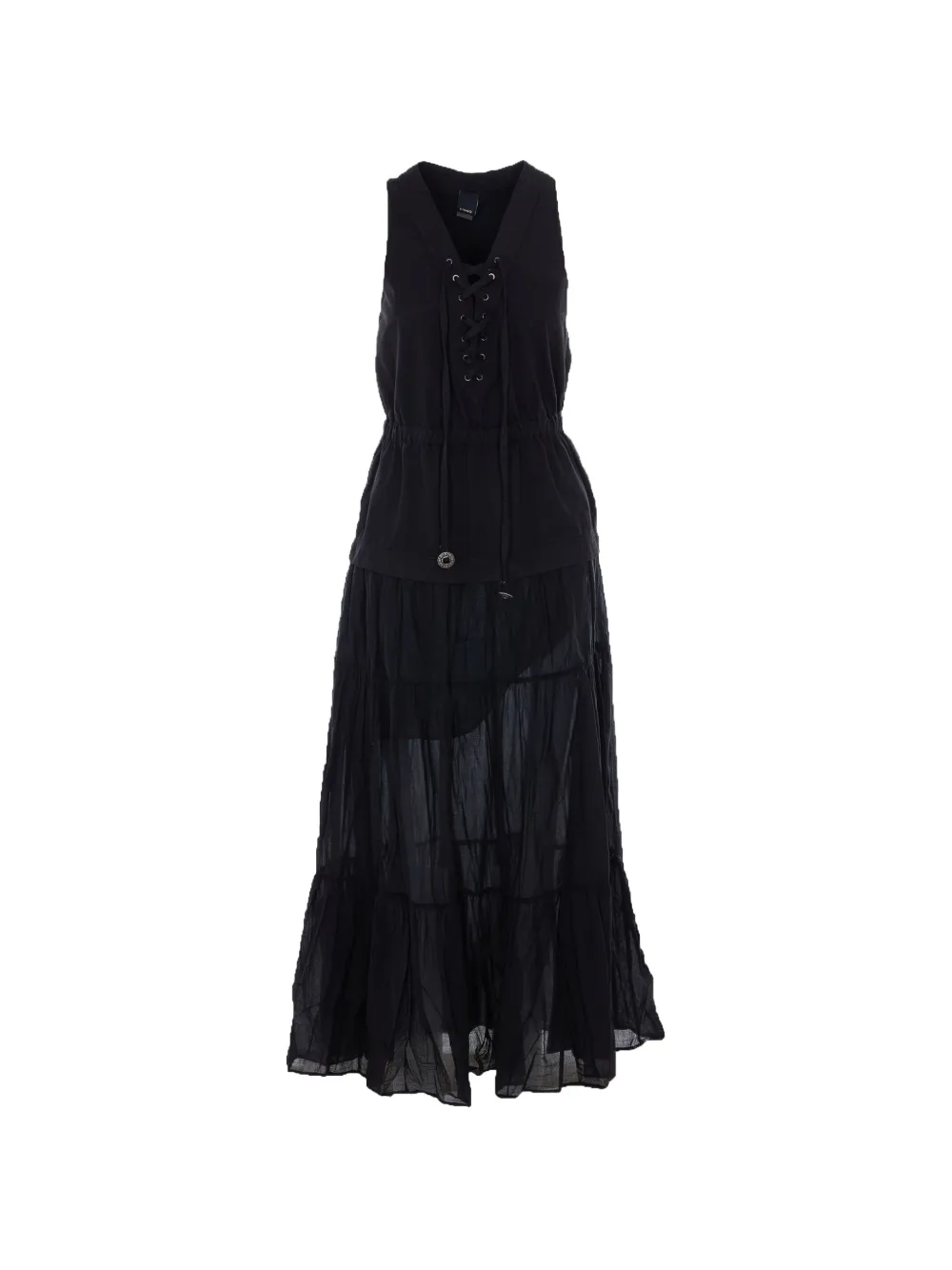 PINKO Casarsa lace-up tiered dress - Black