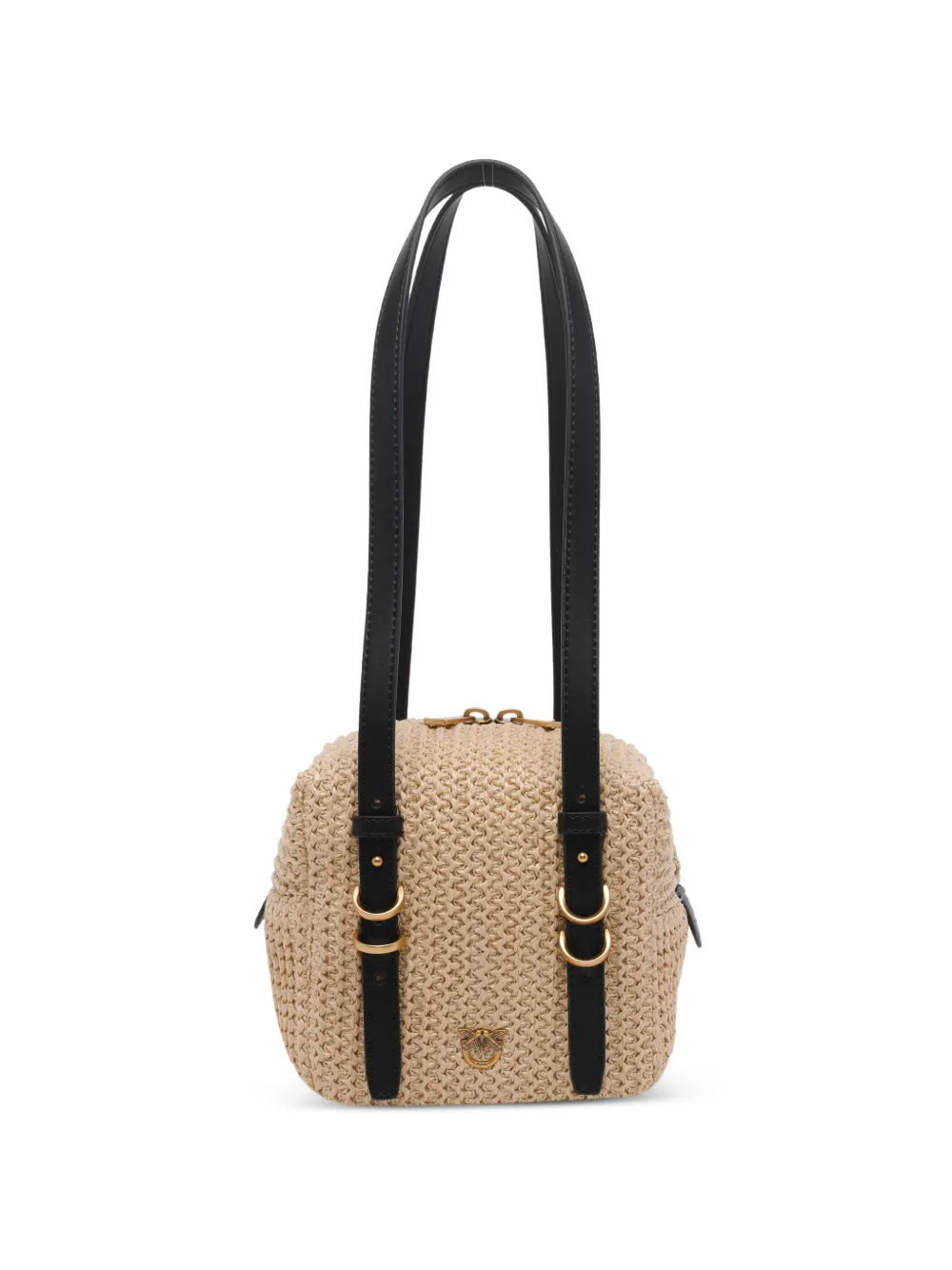 PINKO small Cubic raffia-effect shoulder bag - Toni neutri