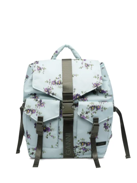 GANNI mochila con estampado floral y hebilla