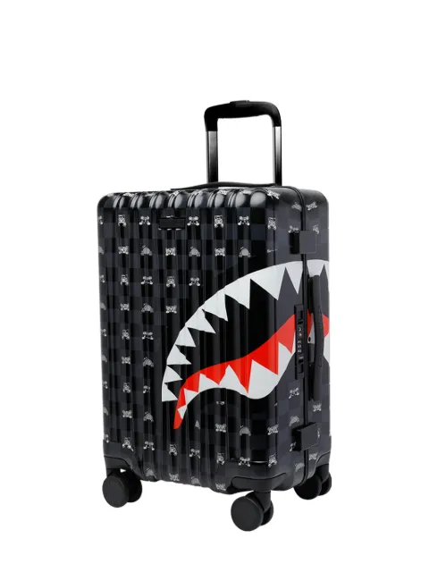 Sprayground shark-print checkered suitcase