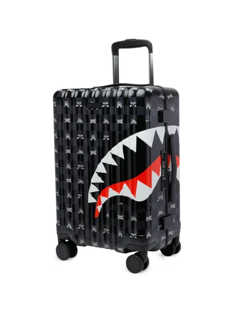 Sprayground shark-print checkered suitcase