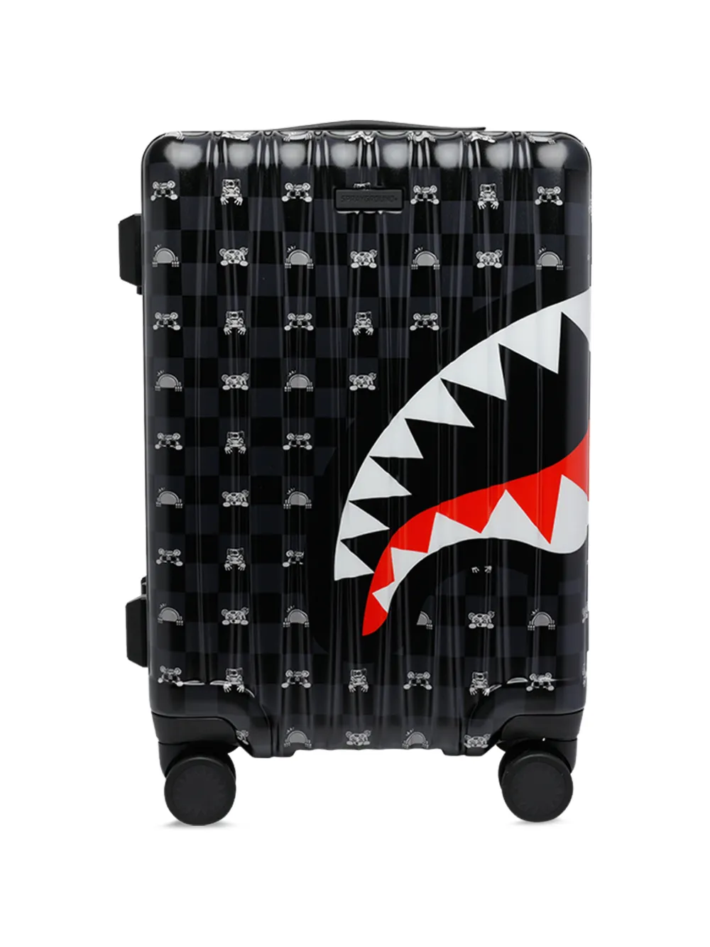 Sprayground shark-print checkered suitcase - Grigio