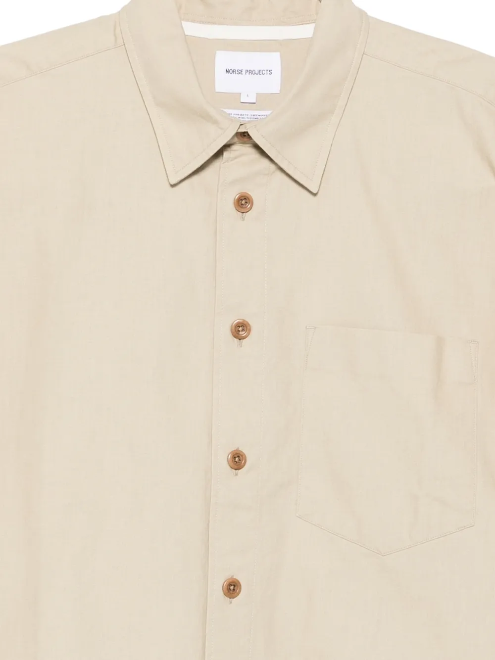 Norse Projects Espevik overhemd met borstzak en korte mouwen Bruin