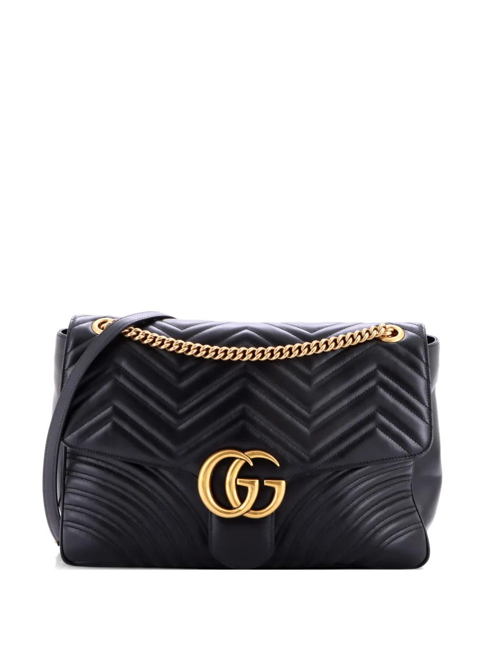 Gucci Pre-Owned GG Marmont Flap Bag Matelasse Leather Large shoulder bag - Nero