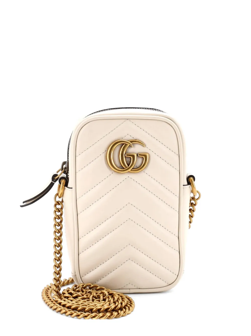 Gucci Pre-Owned GG Marmont Vertical Phone Matelasse Leather Mini crossbody bag - Weiß
