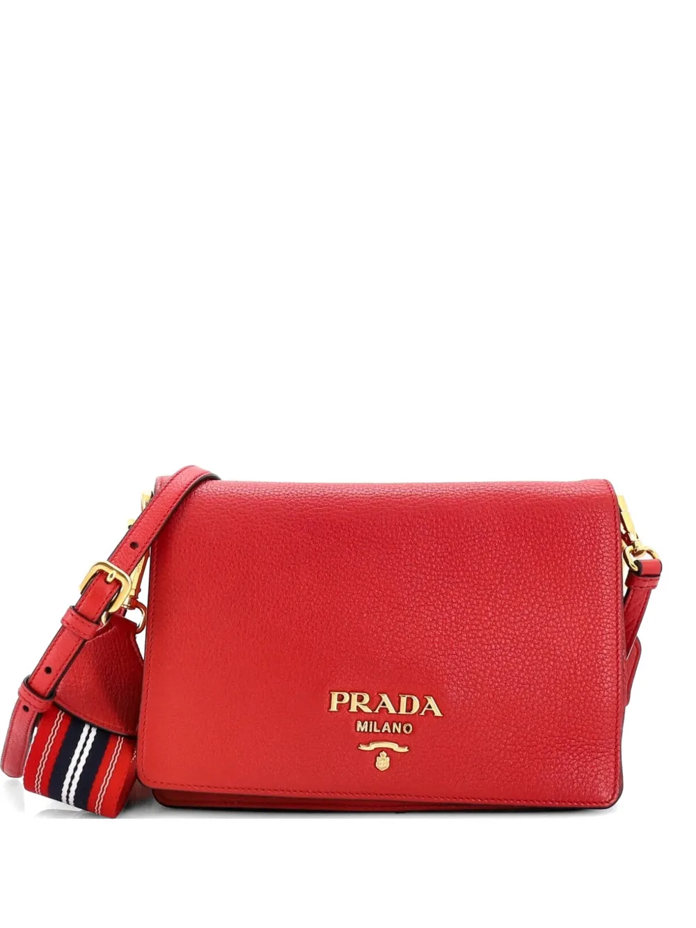 Prada Pre-Owned Dual Strap Flap Vitello Daino Small crossbody bag - Rosso