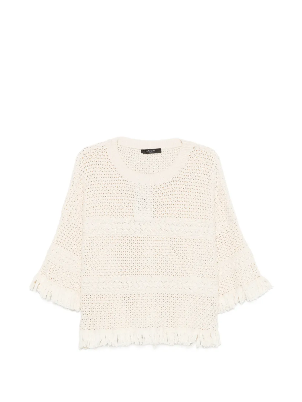 Weekend Max Mara Palato fringe-trimmed crochet-knit sweater - Toni neutri