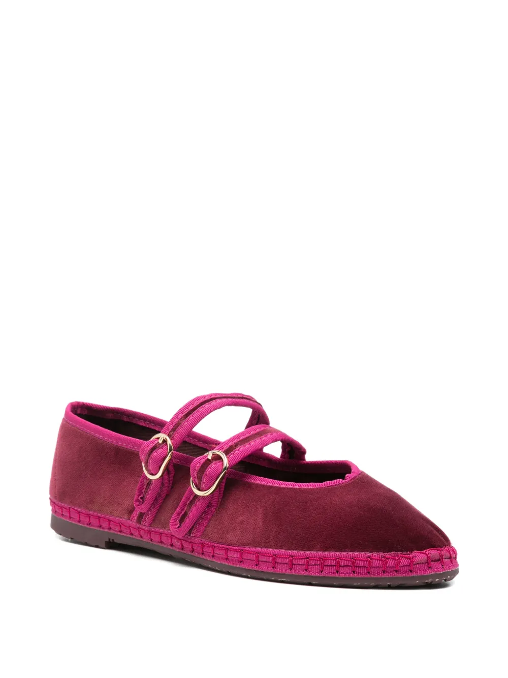 FLABELUS Claire buckle-strap ballet flats Rood