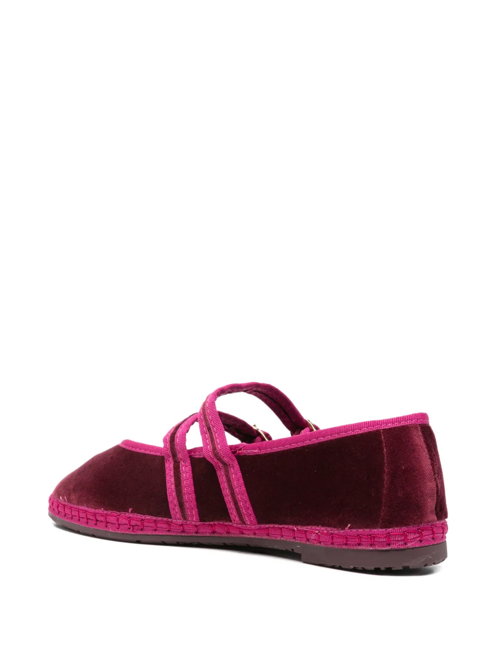 FLABELUS Claire buckle-strap ballet flats Rood