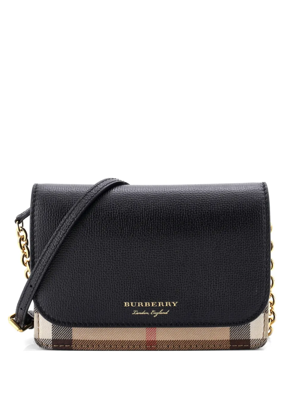 Burberry Pre-Owned Hampshire Portemonnaie aus Canvas und Leder mit Kettenriemen - Schwarz