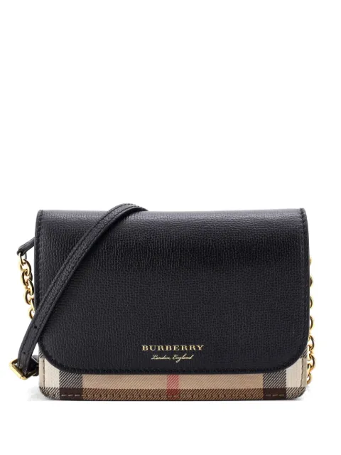Burberry Pre-Owned Hampshire Wallet on Chain Leather and House Check Canvas crossbody bag