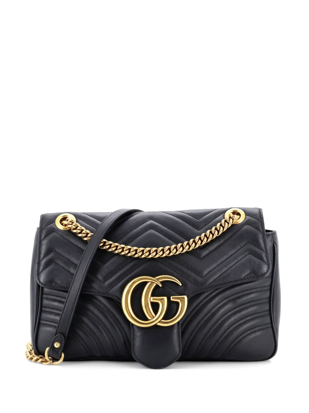 Gucci Pre-Owned GG Marmont Flap Bag Matelasse Leather Medium shoulder bag - Nero