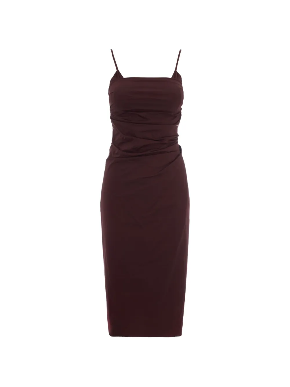 Patrizia Pepe ruched spaghetti-strap midi dress - Marrone