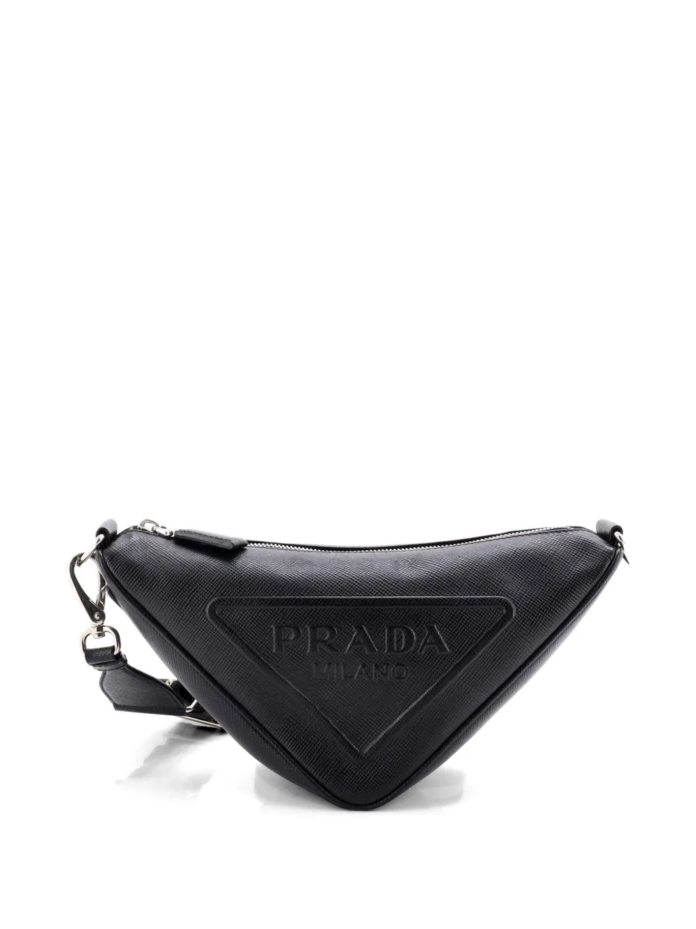 Prada Pre-Owned Triangle Logo Zip Saffiano Leather Small crossbody bag - Black