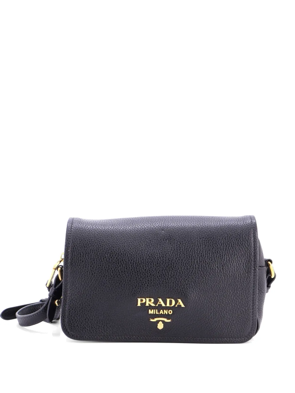 Prada Pre-Owned Flap Zip Vitello Phenix Small crossbody bag - Black
