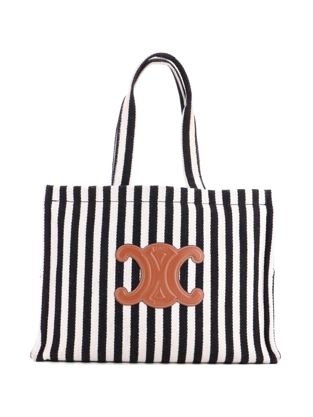 Celine Pre-Owned Große Cabas Thais Triomphe Tote Bag aus Canvas mit Streifen - Schwarz
