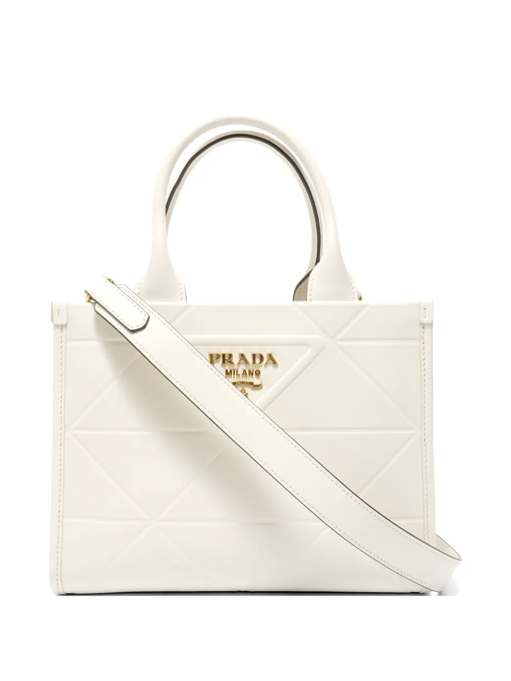 Prada Pre-Owned 2000-2010s Symbol top-stitch tote bag - Bianco