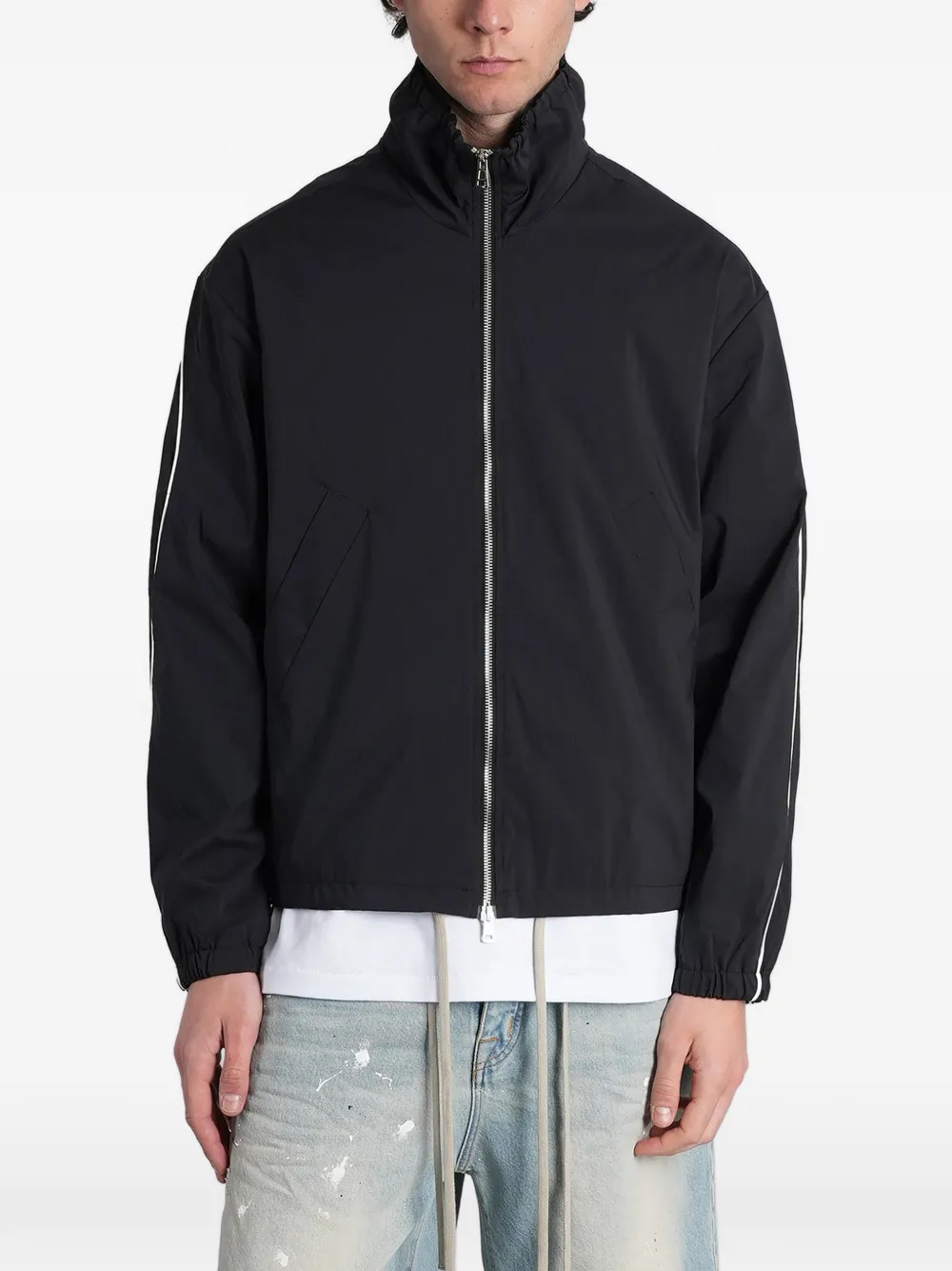 STATE OF ORDER piped-trim high-neck jacket - Nero