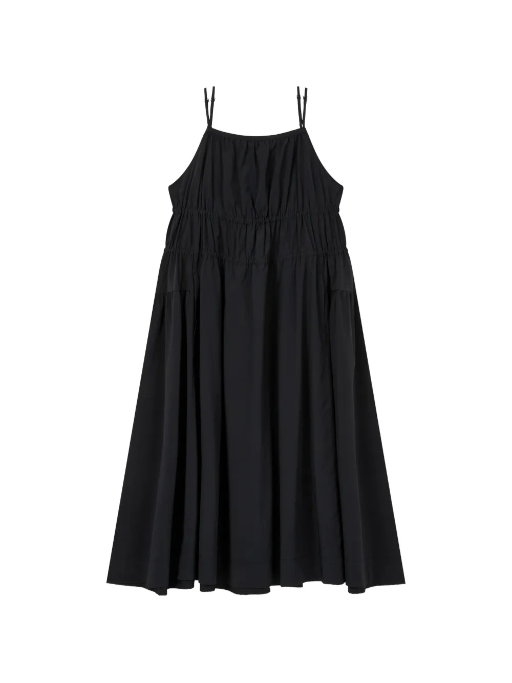 TOMBOY back-ribbon tiered midi dress - Nero