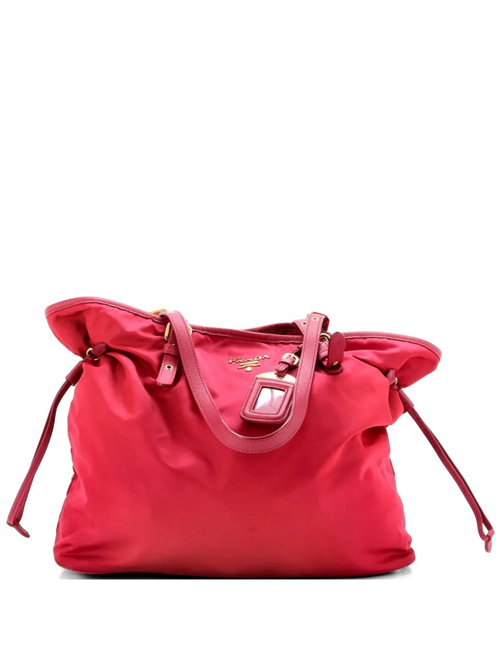 Prada Pre-Owned Belted Tessuto and Leather Medium tote bag - Pink