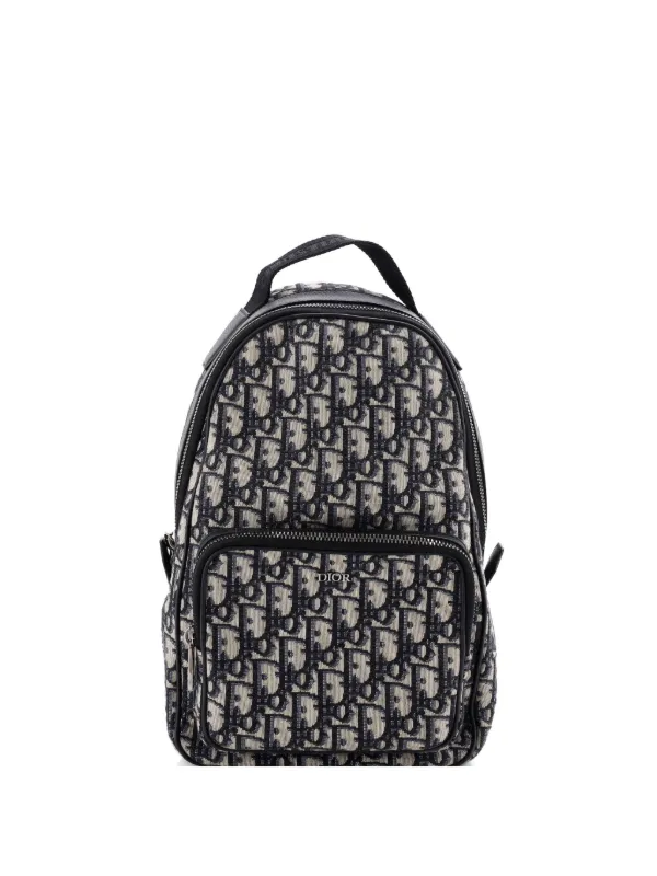 dior mini backpack women's - Gallop Sling Bag Beige And Black Oblique Jacquard And Black Grained Calfskin it has a main flap compartment that can house all the essentials and a Saddle flap that conceals a front patch pocket Leather Backpack Christian Dior Women's