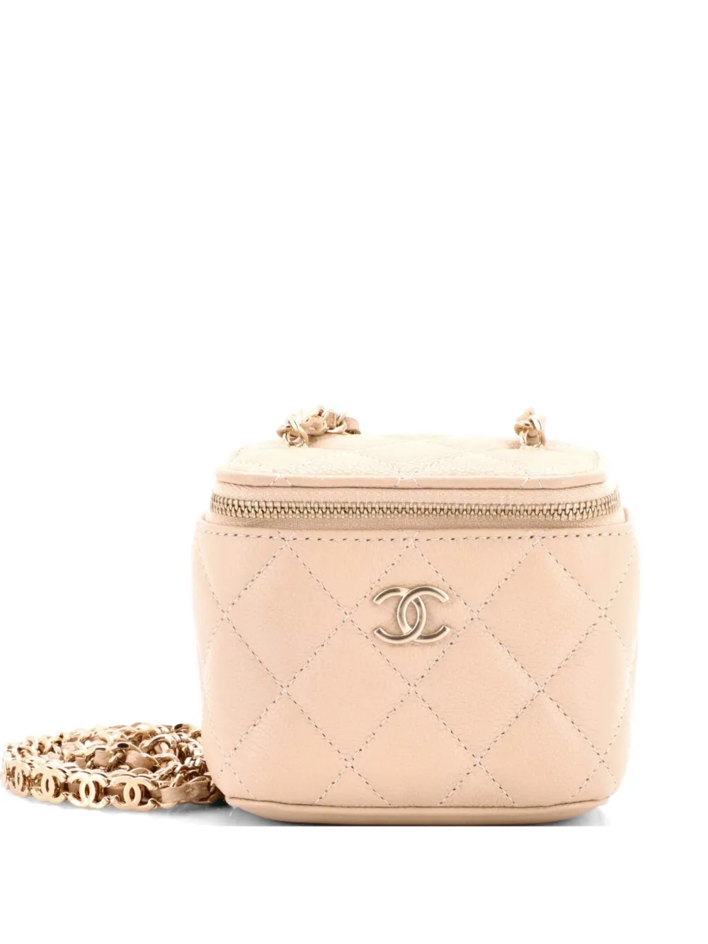 CHANEL Pre-Owned Tiny CC Link Vanity Case with Chain Quilted Caviar Mini clutch bag - Toni neutri