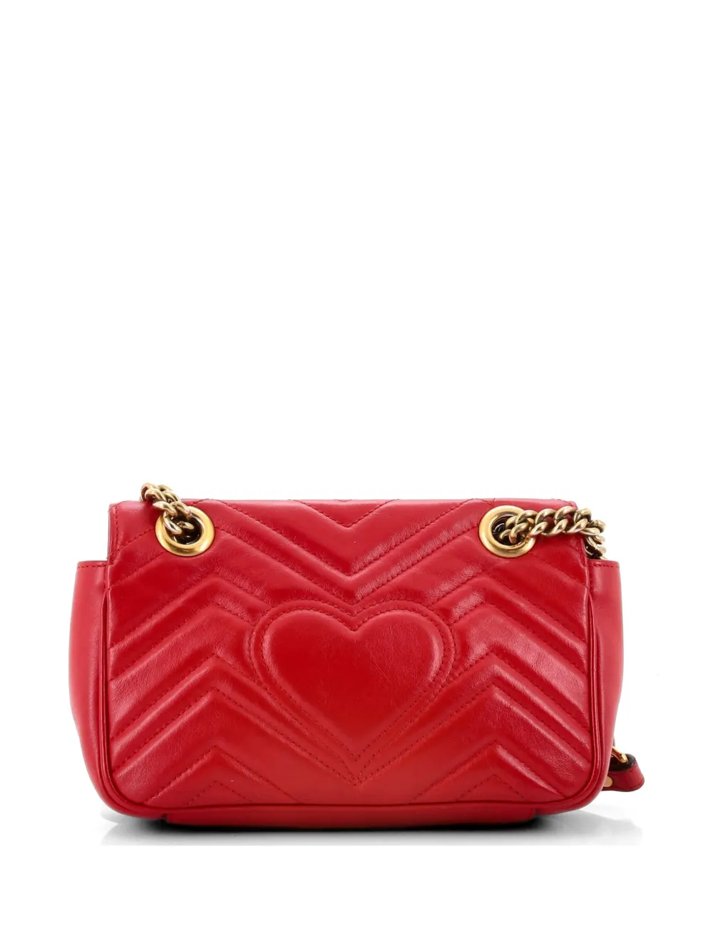 Gucci Pre-owned GG Marmont Flap Bag Matelasse Leather Mini Crossbody Bag in Red, view 2
