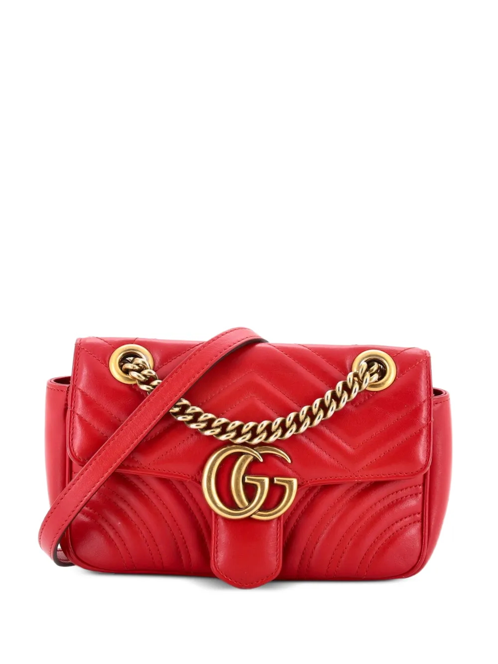 Gucci Pre-Owned GG Marmont Flap Bag Matelasse Leather Mini crossbody bag - Rosso