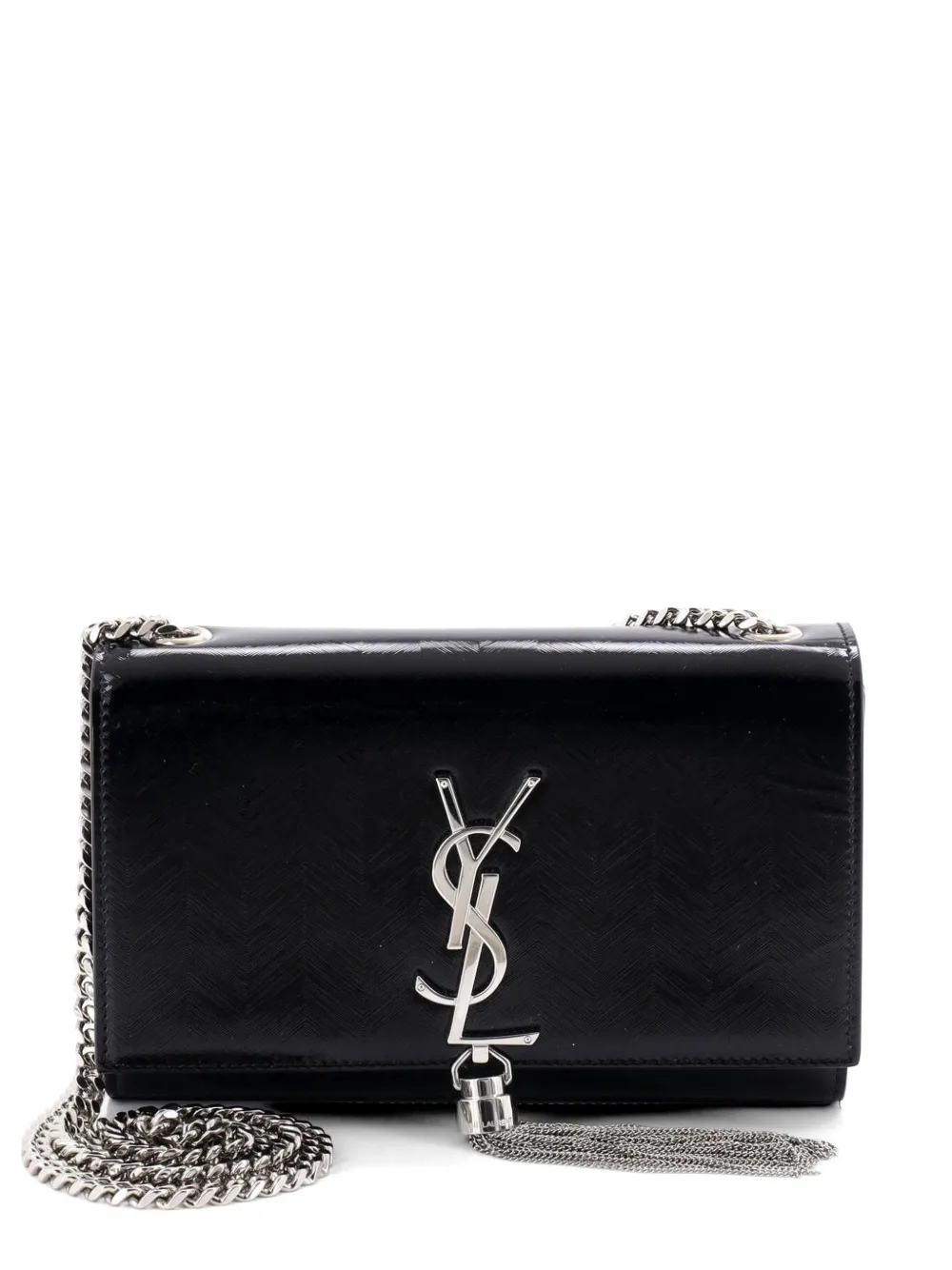 Saint Laurent Pre-Owned Classic Monogram Tassel Patent Medium crossbody bag - Black