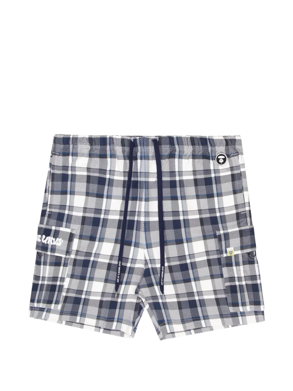 AAPE BY *A BATHING APE® Moonface check cargo shorts - Blue