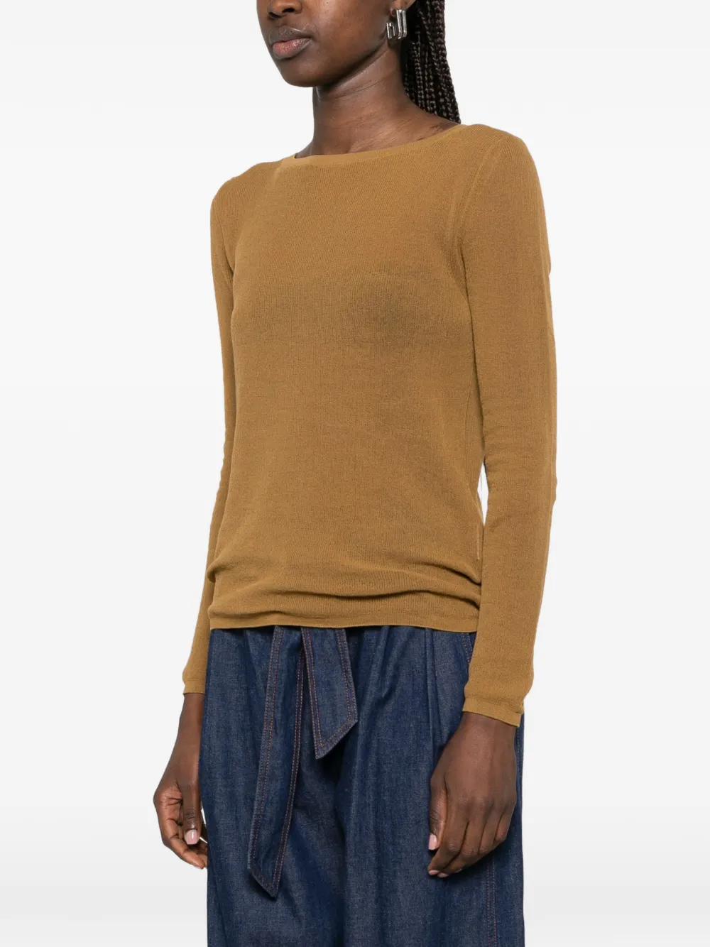Max Mara Fiorito trui met lange mouwen en boothals Bruin
