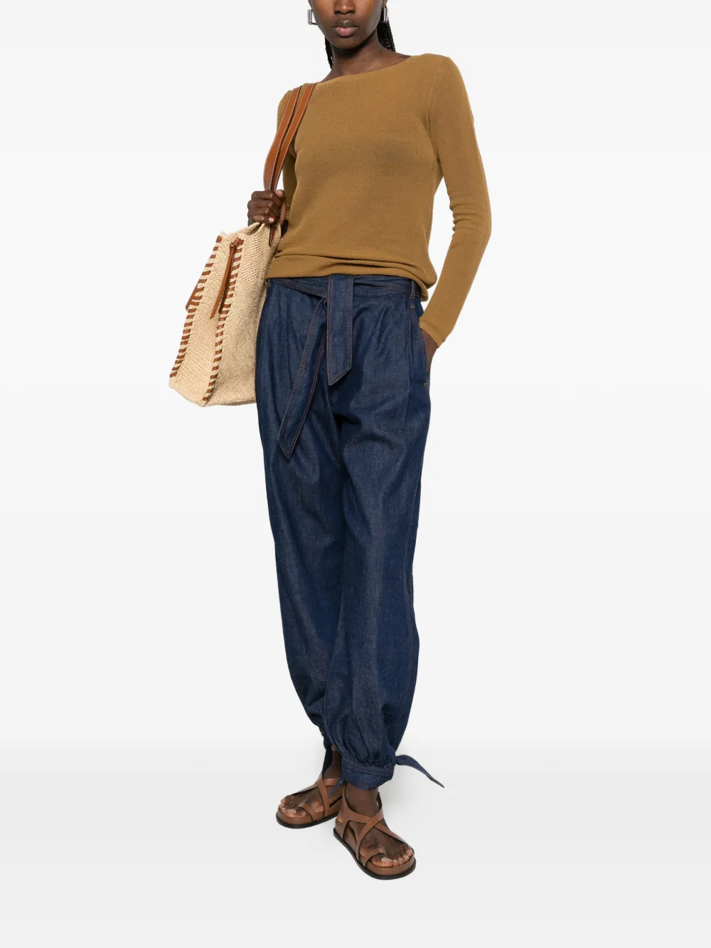 Max Mara Fiorito trui met lange mouwen en boothals Bruin