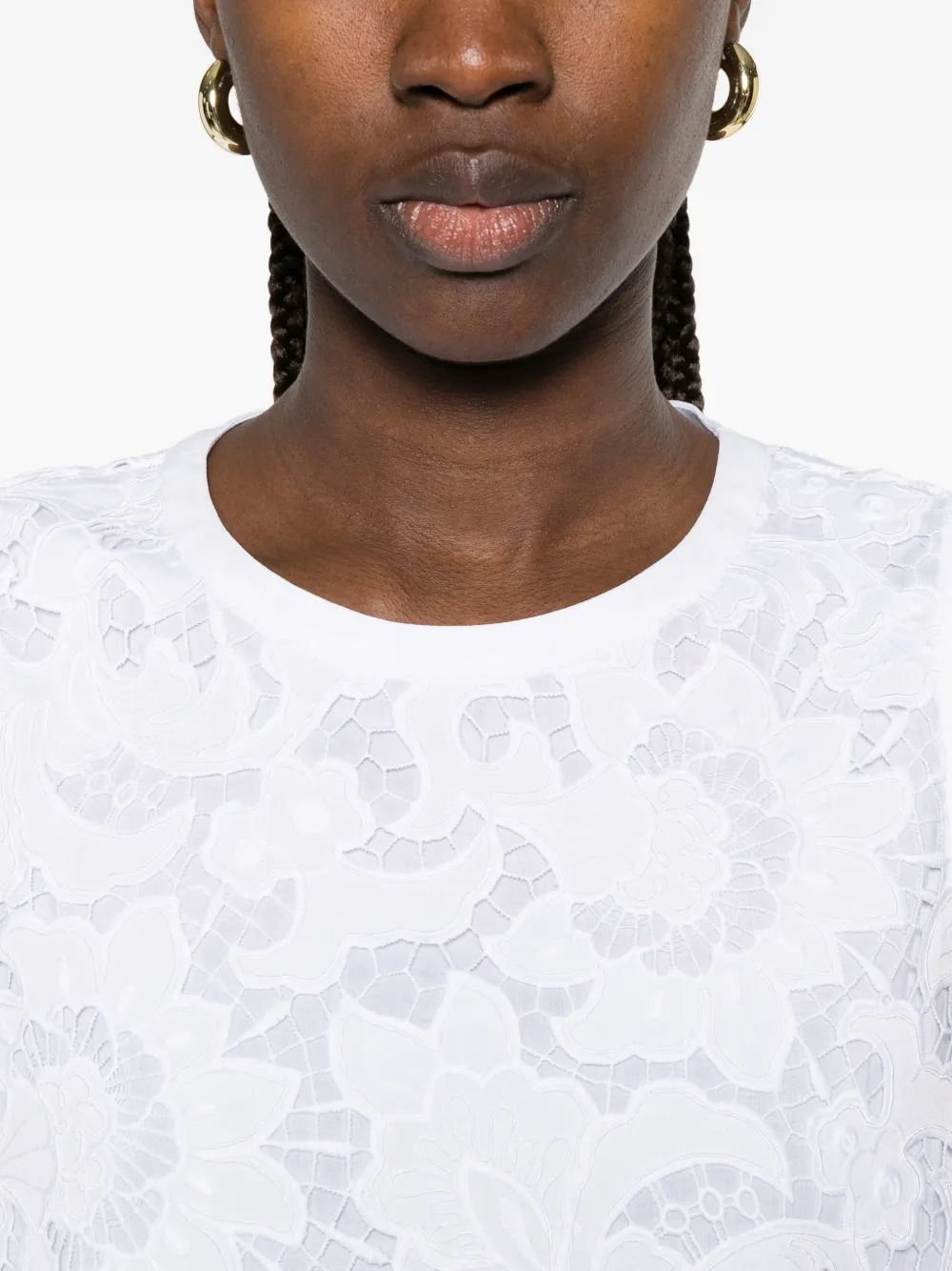 Max Mara Street mouwloze blouse met bloemenkant Wit