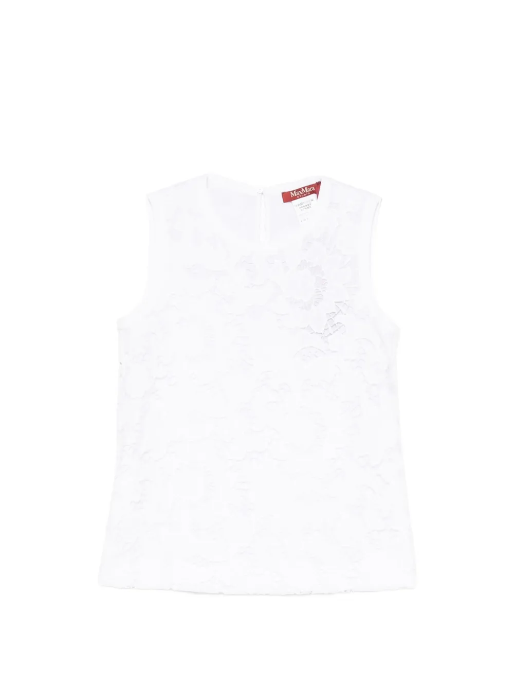 Max Mara Street floral-lace sleeveless blouse - Bianco