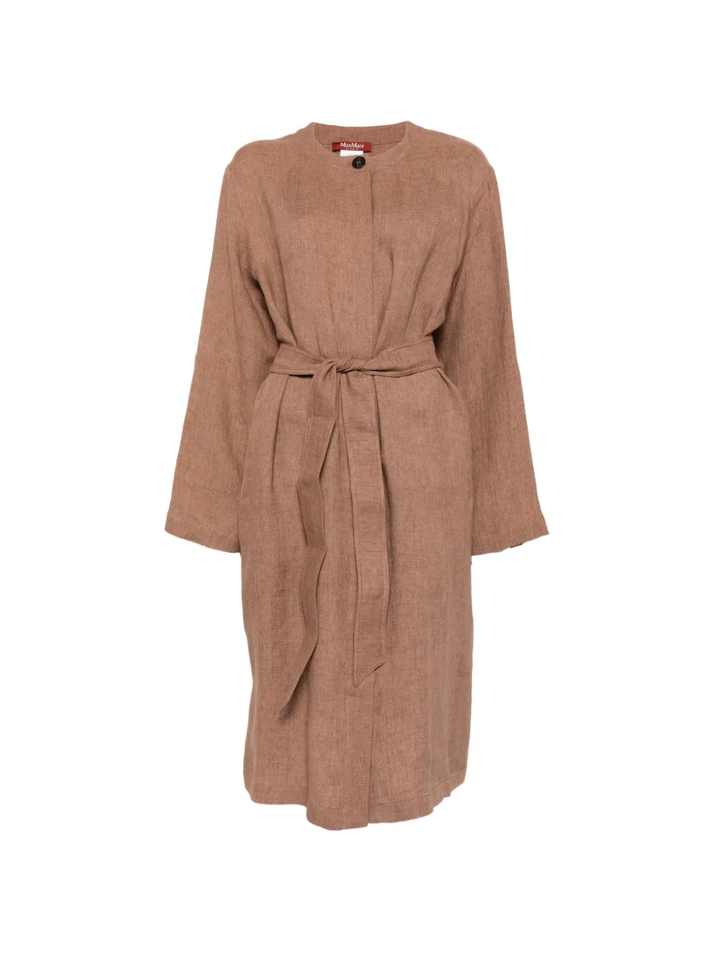 Max Mara Lembo belted long-sleeve midi dress - Marrone