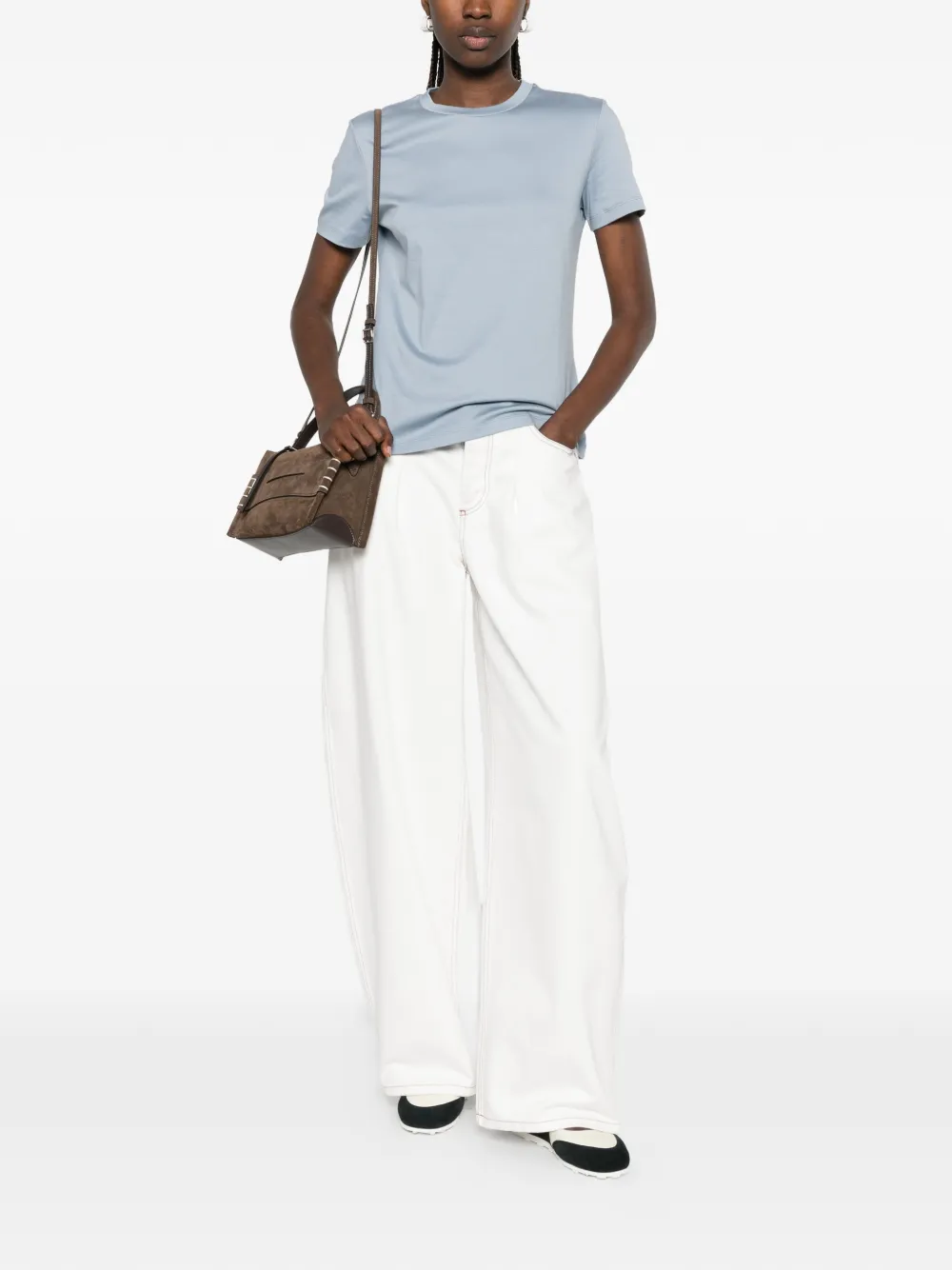 Max Mara Madia T-shirt met geborduurd logo Blauw