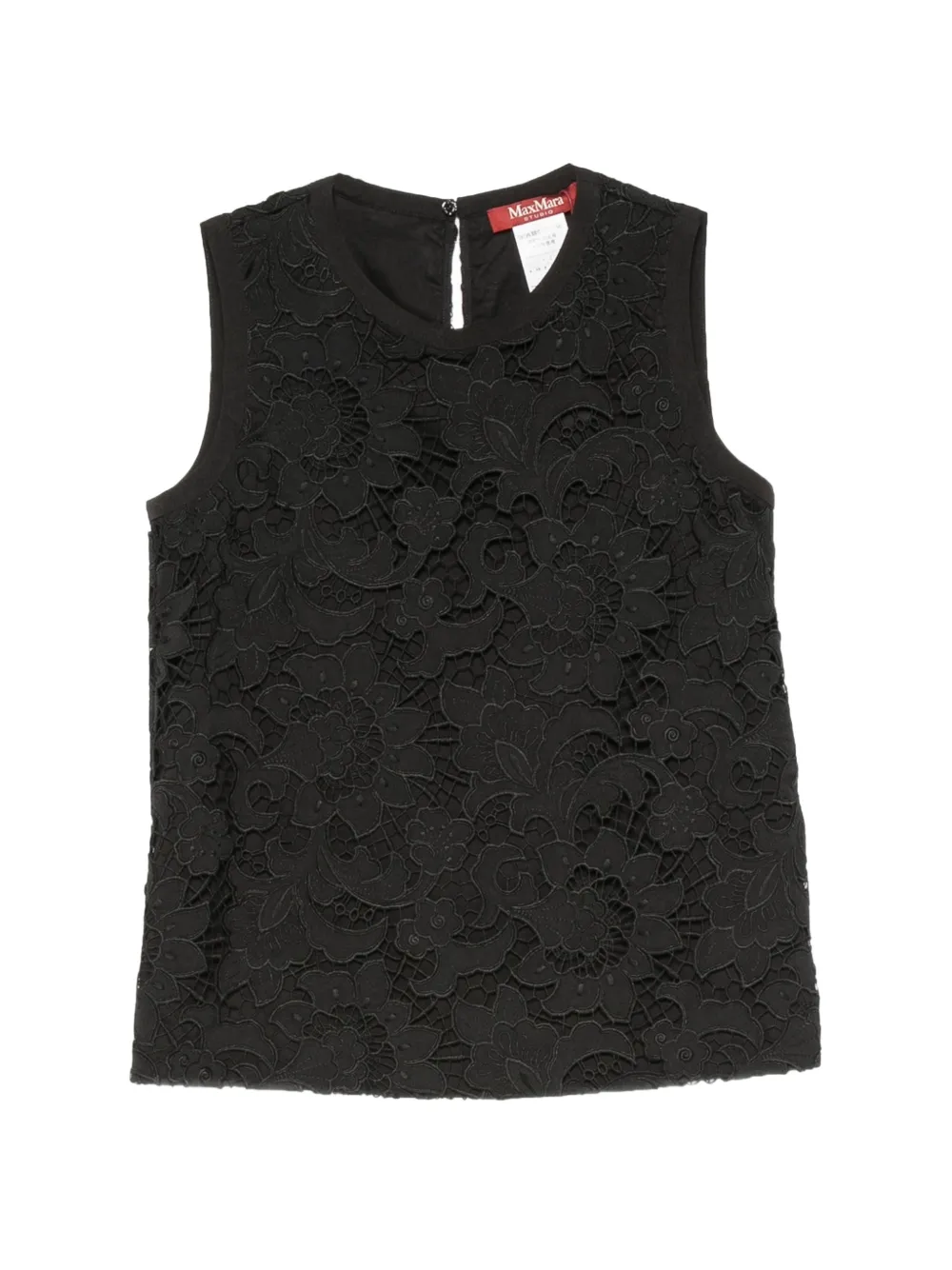 Max Mara Street floral-lace sleeveless blouse - Nero