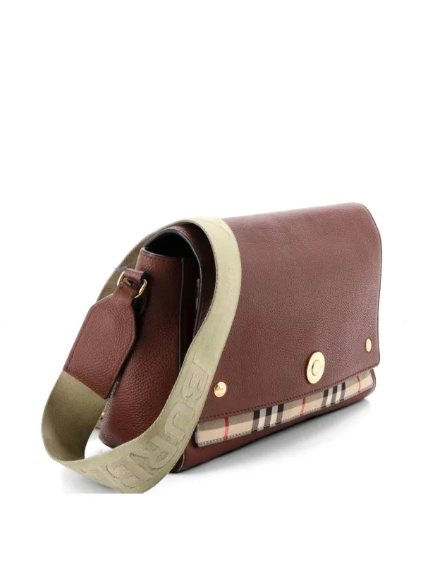 Burberry Pre-Owned ノート レザー＆ヴィンテージチェックキャンバス 